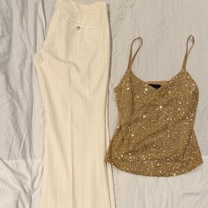 The Limited Cream Wide Leg Trousers